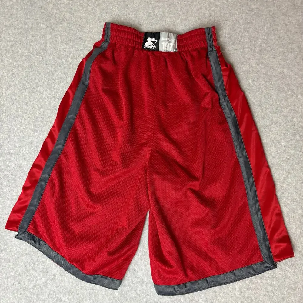 Vintage 90s Y2K Starter Men's Red/Gray Basketball Athletic Shorts - Size S